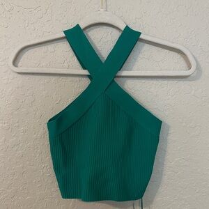 Sincerely Jules green Cross over ribbed Crop Top z